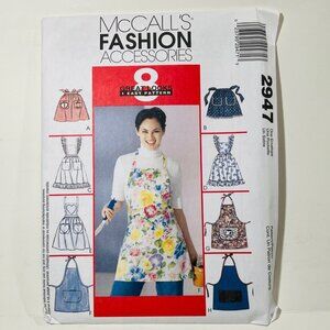 McCalls 2947 Apron Pinafore Full Half Cobbler Sewing Pattern Uncut